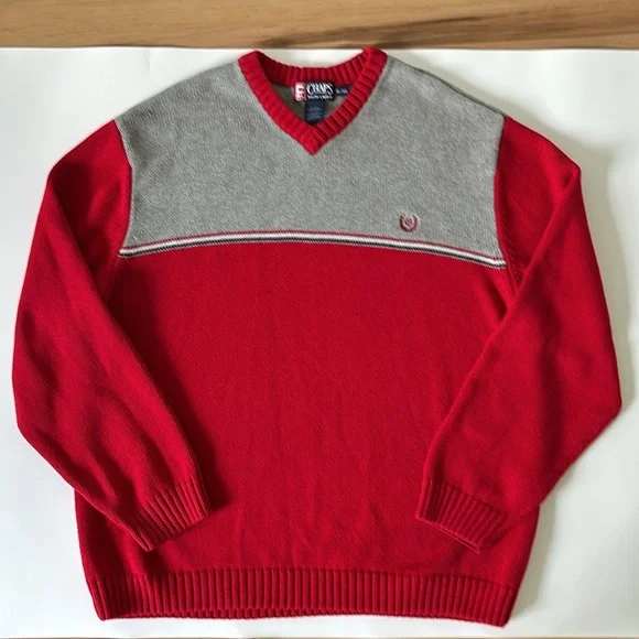 Vintage Chaps Ralph Lauren Color Block V-Neck Cotton Sweater - Picture 9 of 9